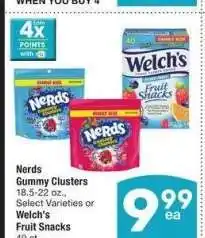 Albertsons Nerds Gummy Clusters 18.5-22 oz., Select Varieties or Welch's Fruit Snacks 40 ct offer
