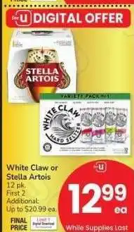 Albertsons White Claw or Stella Artois - 12 pk offer