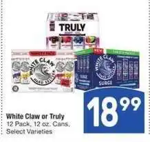 Albertsons White Claw or Truly* - 12 Pack, 12 oz. Cans, Select Varieties offer