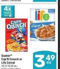 Albertsons Quaker Cap'N Crunch or Life Cereal - 10.3-12.6 oz., Select Varieties offer