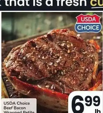 Albertsons USDA Choice Beef Bacon Wrapped Petite Sirloin Steak offer