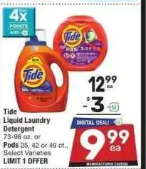 Albertsons Tide Liquid Laundry Detergent - 73-98 oz. or Pods 25, 42 or 49 ct., Select Varieties offer