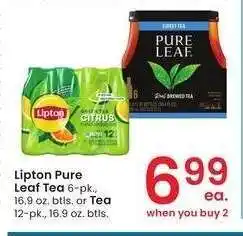Albertsons Lipton Pure Leaf Tea 6-pk., 16.9 oz. btls. or Tea 12-pk., 16.9 oz. btls offer
