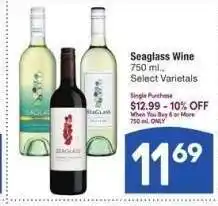 Albertsons Seaglass wine - 750 ml., Select Varietals Single Purchase $12.99 offer