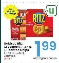 Albertsons Nabisco Ritz Crackers 8.8-13.7 oz. or Toasted Chips 7.1-8.1 oz. - select varieties offer
