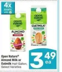Albertsons Open Nature Almond Milk or Oatmilk - Half Gallon, Select Varieties offer