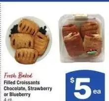 Albertsons Filled Croissants Chocolate, Strawberry or Blueberry - 4 ct offer
