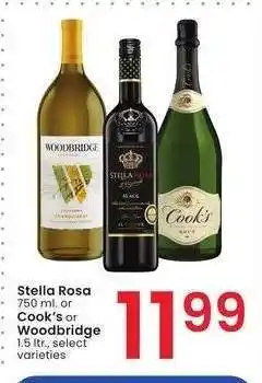 Albertsons Stella Rosa 750 ml. or Cook's or Woodbridge 1.5 ltr. - select varieties offer
