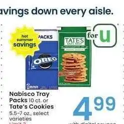Albertsons Nabisco Tray Packs 10 ct. or Tate's Cookies 5.5-7 oz. - select varieties offer