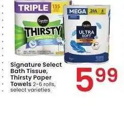 Albertsons Signature SELECT Bath Tissue & Thirsty Paper Towels - 2-6 rolls, select varieties offer
