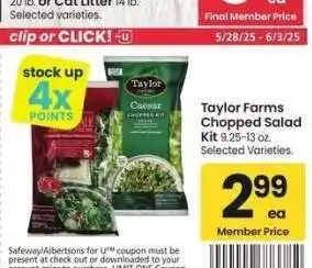 Albertsons Taylor Farms Chopped Salad Kit - 9.25-13 oz. Selected Varieties offer