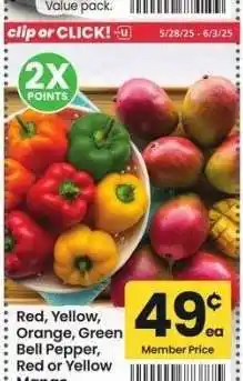 Albertsons Red, Yellow, Orange, Green Bell Pepper, Red or Yellow Mango offer