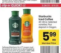 Albertsons Starbucks Iced Coffee - 40-48 oz. Selected varieties offer