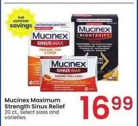 Albertsons Mucinex Maximum Strength Sinus Relief - 20 ct., select sizes and varieties offer