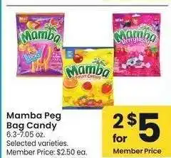 Albertsons Mamba Peg Bag Candy - 6.3-7.05 oz. Selected varieties. Member Price: $2.50 ea offer