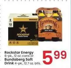 Albertsons Rockstar Energy 6-pk., 12 oz. cans or Bundaberg Soft Drink 4-pk., 12.7 oz. btls offer