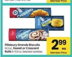 Albertsons Pillsbury Grands Biscuits 16.3 oz., Sweet or Crescent Rolls 8-13.9 oz. - Selected varieties offer