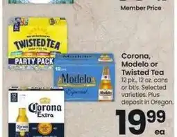 Albertsons Corona, Modelo or Twisted Tea - 12 pk., 12 oz. cans or btls. Selected varieties offer