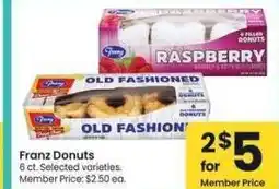 Albertsons Franz Donuts - 6 ct. Selected varieties. Member Price: $2.50 ea offer