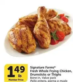 Albertsons Signature Farms Fresh Whole Frying Chicken, Drumsticks or Thighs - Bone - in, Value pack offer