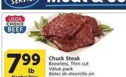 Albertsons Chuck Steak - Boneless, Thin cut Value pack offer