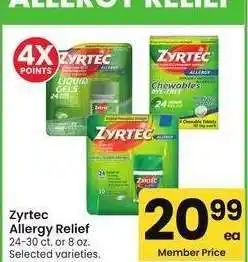 Albertsons Zyrtec Allergy Relief - 24-30 ct. or 8 oz. Selected varieties offer