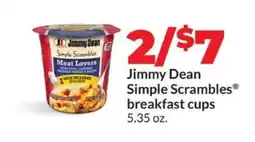 Hy-Vee Jimmy Dean Simple Scrambles breakfast cups offer