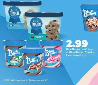 Hy-Vee Blue Bunny Twist or Blue Ribbon Classics Ice Cream offer