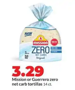 Hy-Vee Mission or Guerrero Zero Net Carb Tortillas offer
