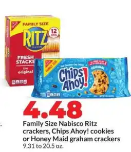 Hy-Vee Family Size Nabisco Ritz crackers, Chips Ahoy! cookies or Honey Maid graham crackers offer