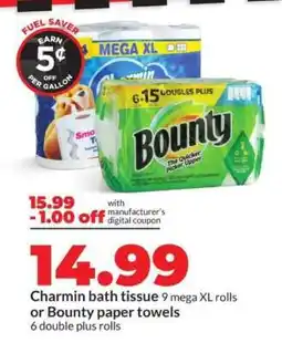 Hy-Vee Charmin Bath Tissue or Bounty Paper Towels offer