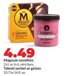 Hy-Vee Magnum novelties, Talenti sorbet or gelato offer