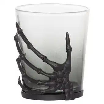 Walmart Way to Celebrate Skeleton Shot Glass, 3 fl oz. Smoked Ombre Glass Black Hand offer