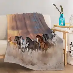 Walmart Sleepwish Flannel Fleece Blanket Super Soft Running Horses Throw Blanket for Bed Couch Chair, 50x60 offer