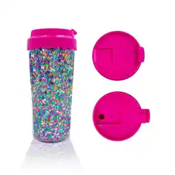 Walmart Packed Party 'Coffee Time Sparkle' 16 oz. Pink Coffee Tumbler, Double Wall Plastic Tumbler, 2-Pack offer