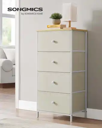 Walmart 4-Drawer Fabric Dresser, Camel Yellow + Cream White, 11.8D x 31.5W x 28H offer