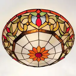 Walmart Vinplus Tiffany 3 Light Flush Mount Ceiling Light 16 White Finish with Tiffany Glass offer