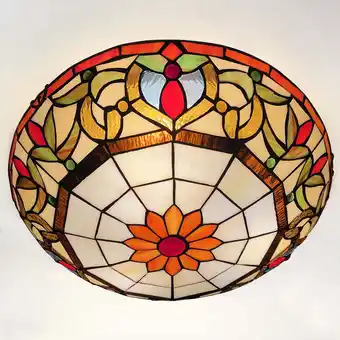 Walmart Vinplus Tiffany 3 Light Flush Mount Ceiling Light 16 White Finish with Tiffany Glass offer
