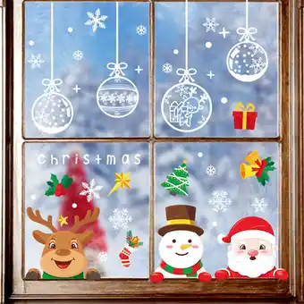 Walmart Momihoom Sticker Window Glass Sticker Santa Claus Elk Scene Layout Color Static Sticker offer