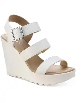 Walmart Sun + Stone Womens Siennaa Faux Leather Strappy Wedge Heels offer