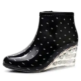 Walmart Herrnalise Women's Rain Boots Wedges Short Tube Rain Boots Non-slip Waterproof Water Shoes Deals offer