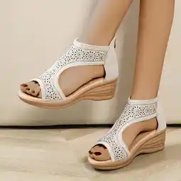 Walmart Wavsuf Wedge Sandals for Women Casual Summer Beige Sandals Shoes Size 7 offer
