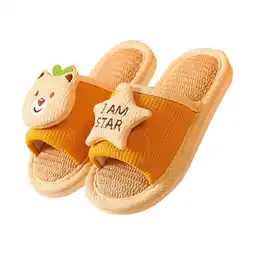 Walmart FRSASU Kids Shoes Clearance Spring and Autumn Non-slip Linen Cotton Slippers Yellow 2M(220) offer