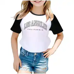 Walmart ZPWKLM ZPWKLM Cute Shirt For Kid City Print Raglan Short Sleeve Crewneck Blouse For Kids size 2-3T offer