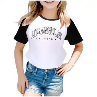Walmart ZPWKLM ZPWKLM Cute Shirt For Kid City Print Raglan Short Sleeve Crewneck Blouse For Kids size 2-3T offer