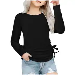 Walmart ZPWKLM ZPWKLM T-Shirts For Long Sleeve Crew Neck Ruched Knot Side Loose Blouse For Baby size 3-4T offer