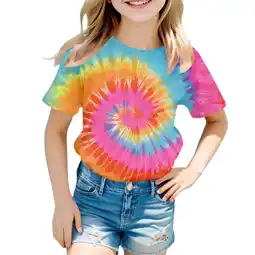 Walmart ZPWKLM ZPWKLM Tees For Kid Tie Dye Print Short Sleeve Round Neck Blouse For Toddlers size 3-4T offer