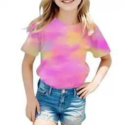 Walmart ZPWKLM Tops For Newborn Tie Dye Print Short Sleeve Round Neck Clothes For Girls Boys size 3-4T offer