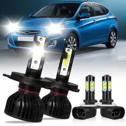 Walmart For 2000-2013 Hyundai Accent LED Headlight Bulbs 9003/H4 HighLow Beam 881 Fog Light 4pcs,14000LM offer