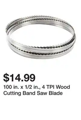Harbor Freight Tools 100 in. x 1/2 in., 4 TPI Wood Cutting Band Saw Blade offer